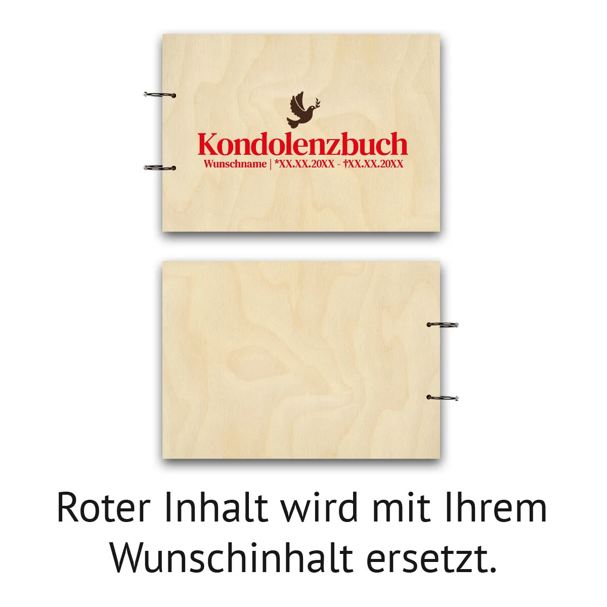 Personalisiertes Kondolenzbuch A4 - Friedenstaube