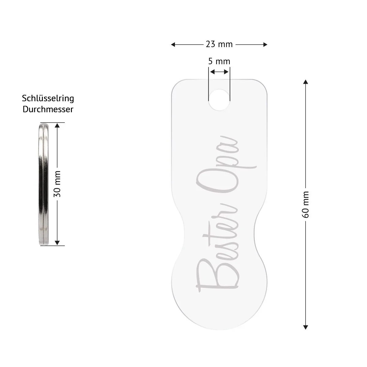 Acrylglas Schlüsselanhänger mit Einkaufswagenlöser - Bester Opa