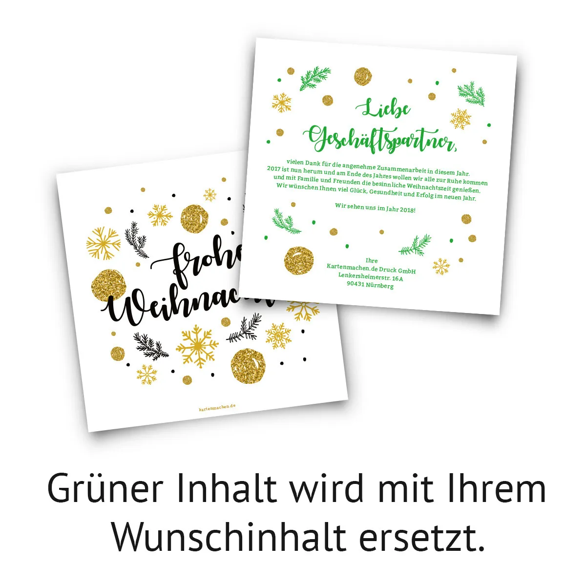 Geschäftliche Weihnachtskarten - Gold Glitter