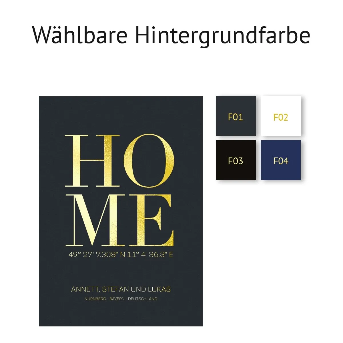 Personalisiertes Kunstdruck Poster mit Heißfolienprägung - Home