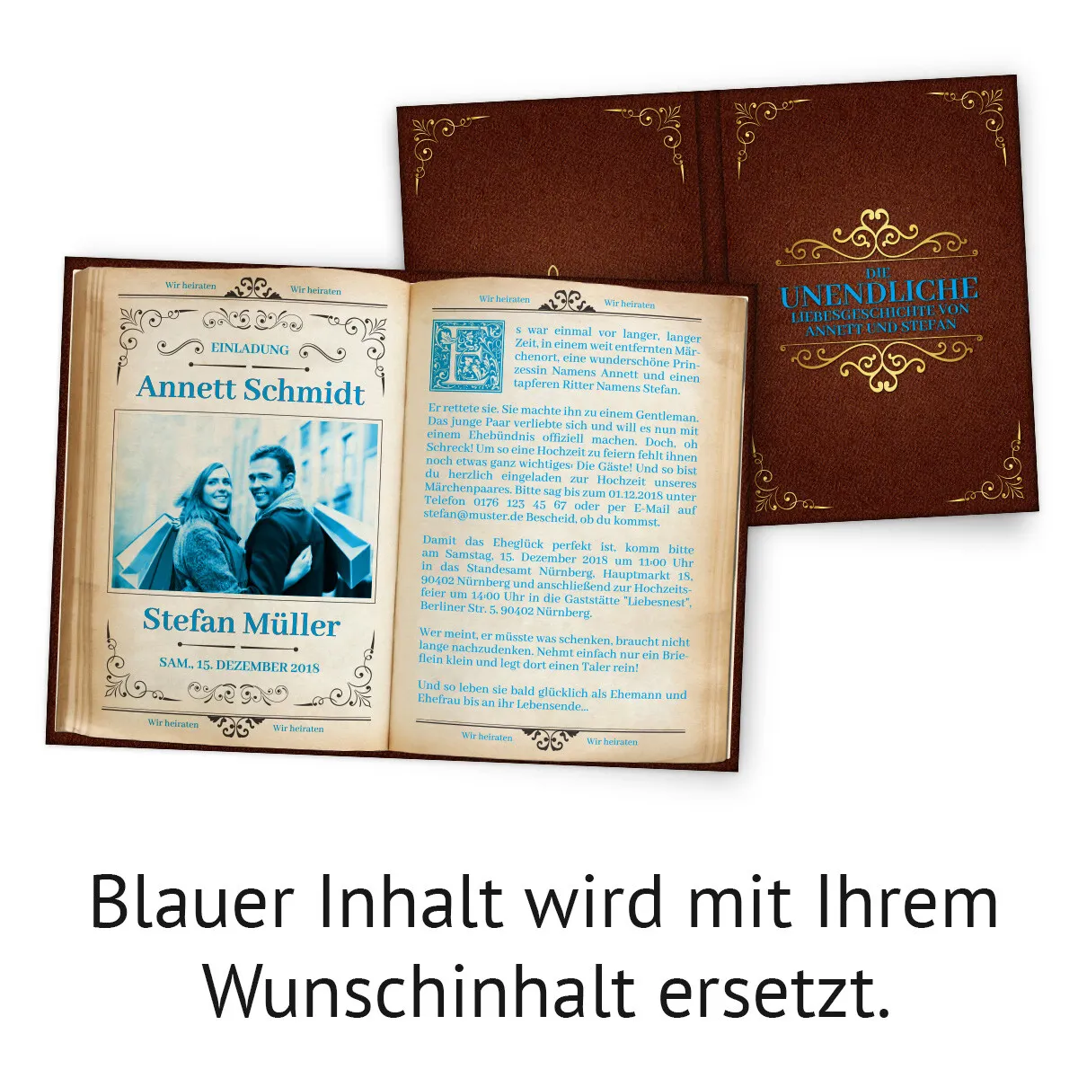 Hochzeitseinladungen "Märchenbuch" Design