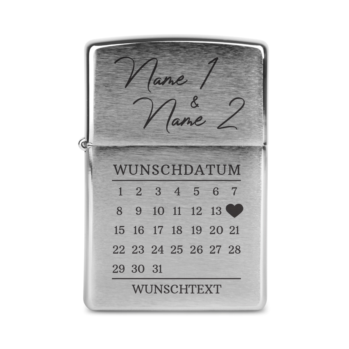 Zippo Sturmfeuerzeug Chrom - Kalender erster Kuss