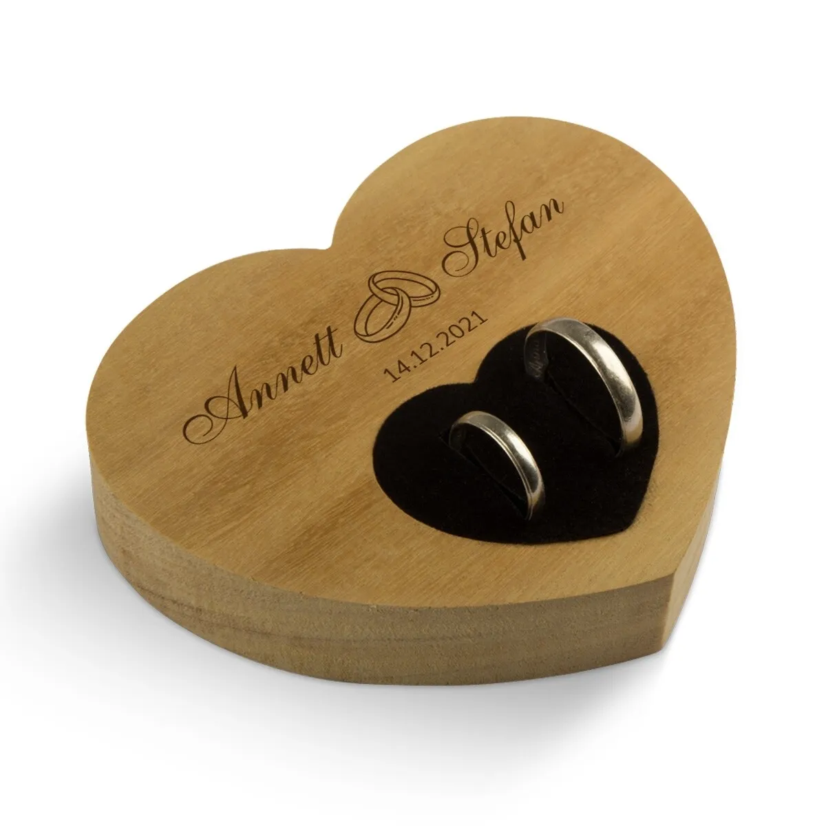 Hochzeit Herz Ringkissen Garapa Holz - Ringe