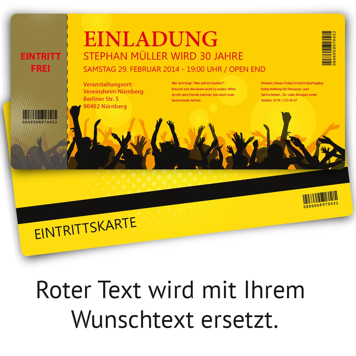 Einladungskarte als Eintrittskarte - Party