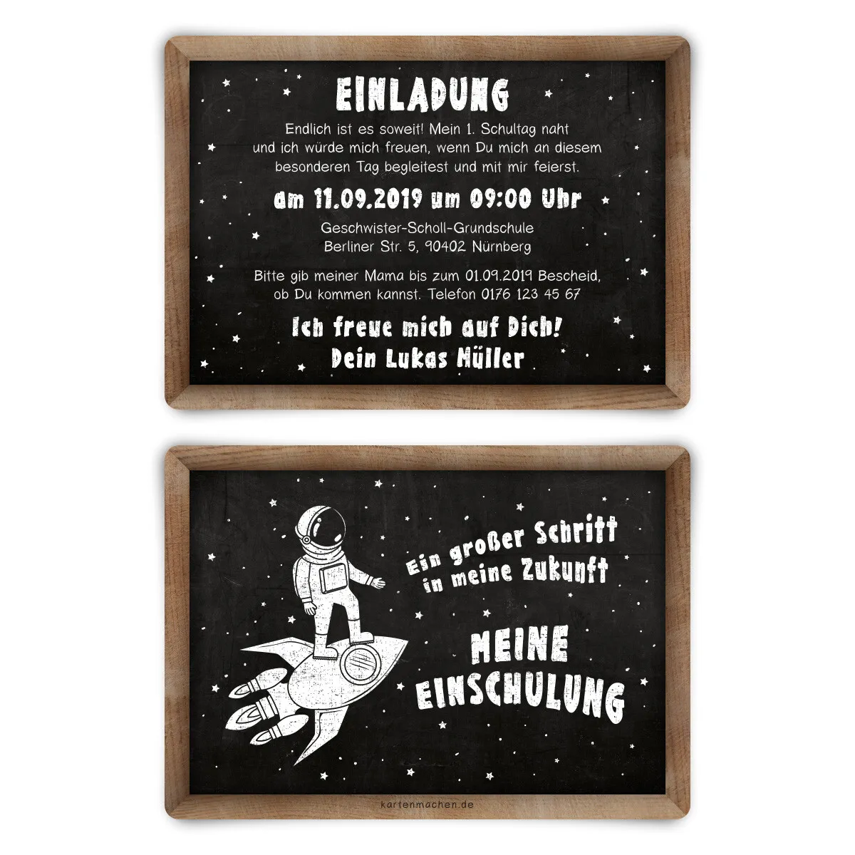 Einladungskarten zur Einschulung - Astronaut