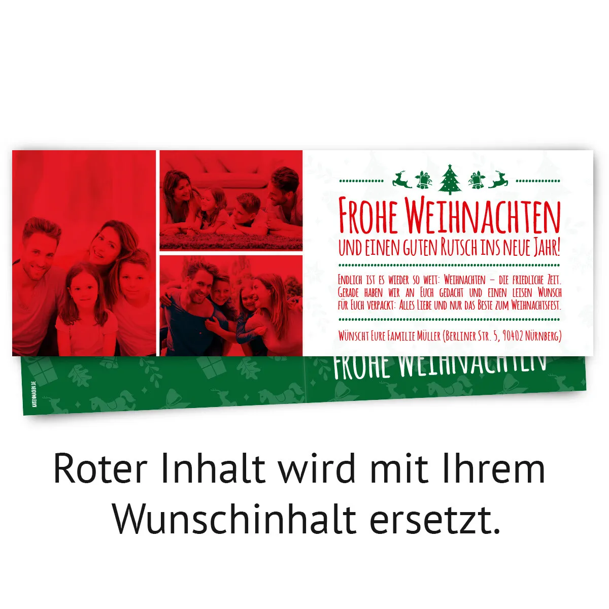 Weihnachtskarten - Fotoklappkarte Weihnachtsbaum in Grün