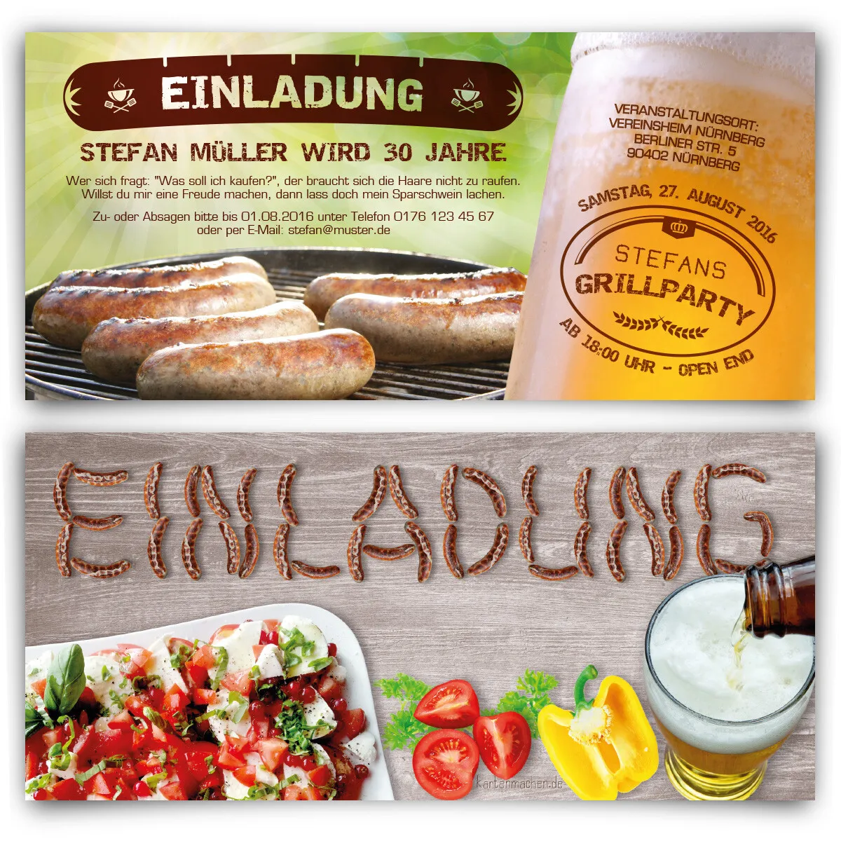 Einladungskarten - Bratwurst Grillen