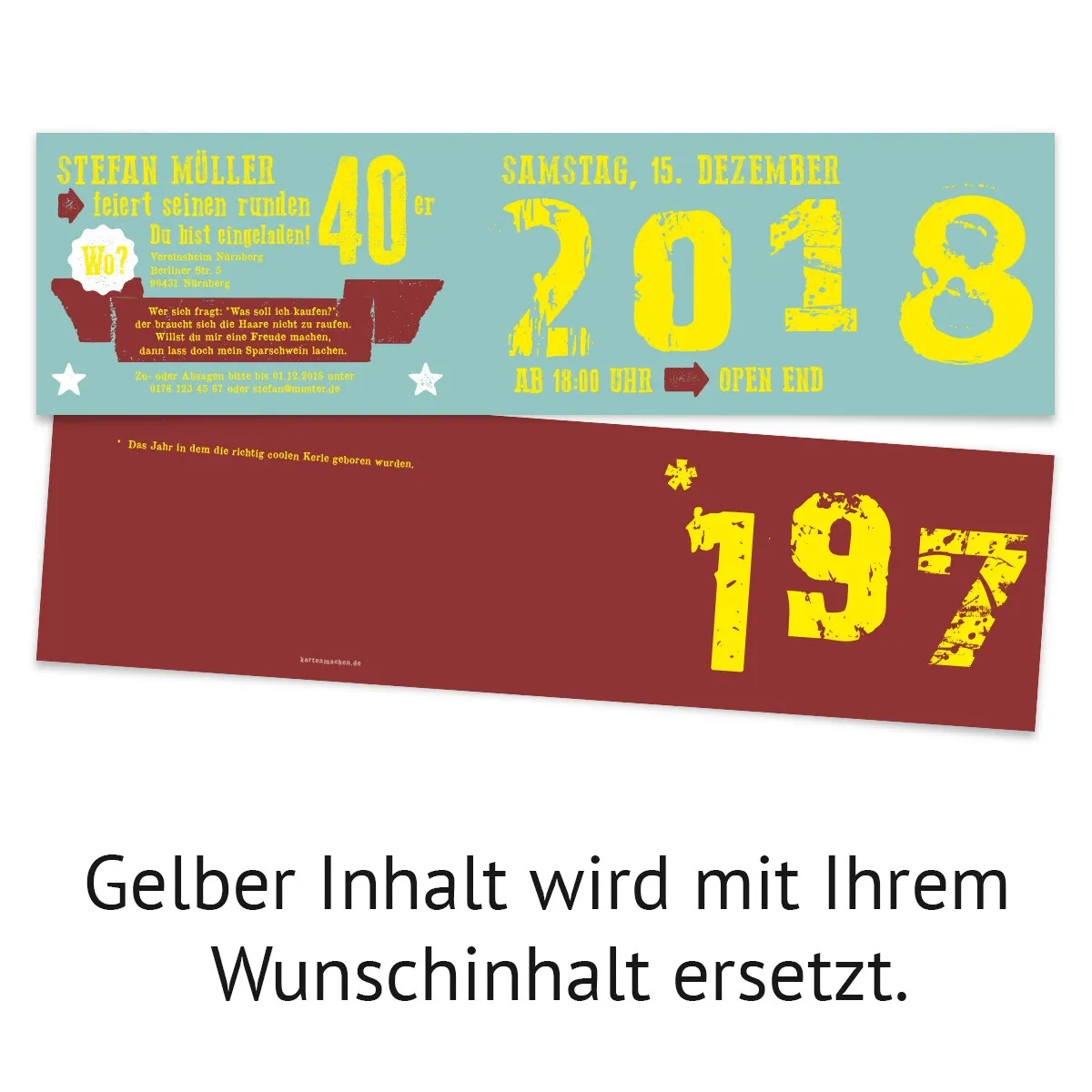 Einladungen runder Geburtstag 40 Jahre - Retro Geburtsjahr