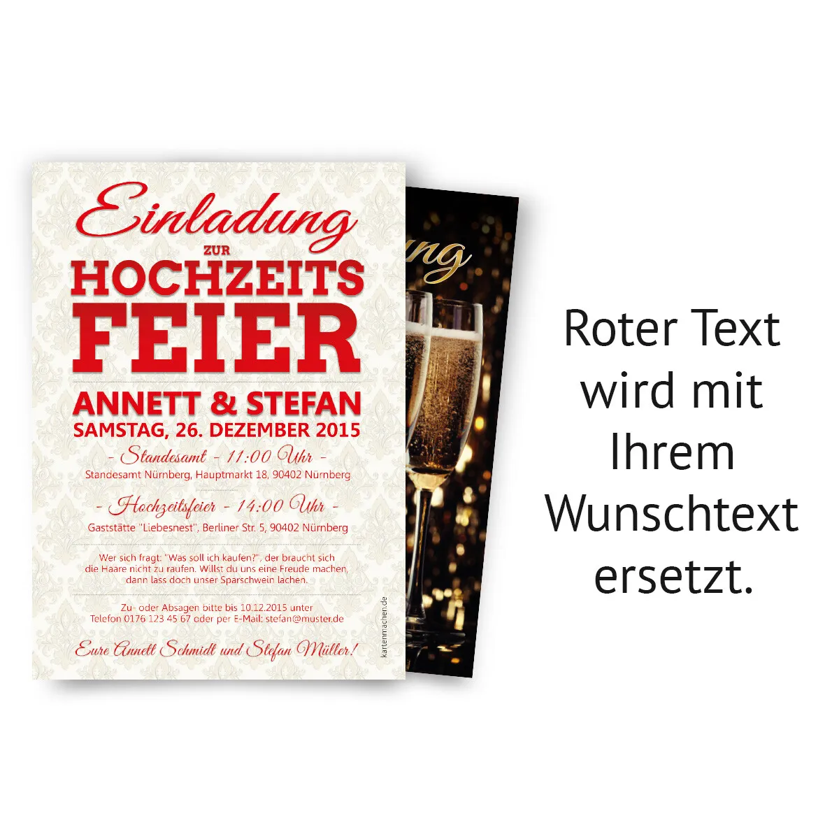 Hochzeitseinladungen - Sekt