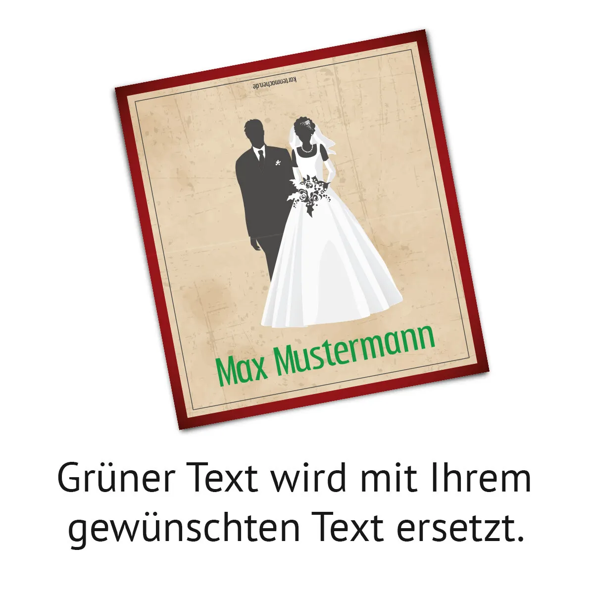 Pop up Tischkarten zur Hochzeit - Vintage Brautpaar in Rot