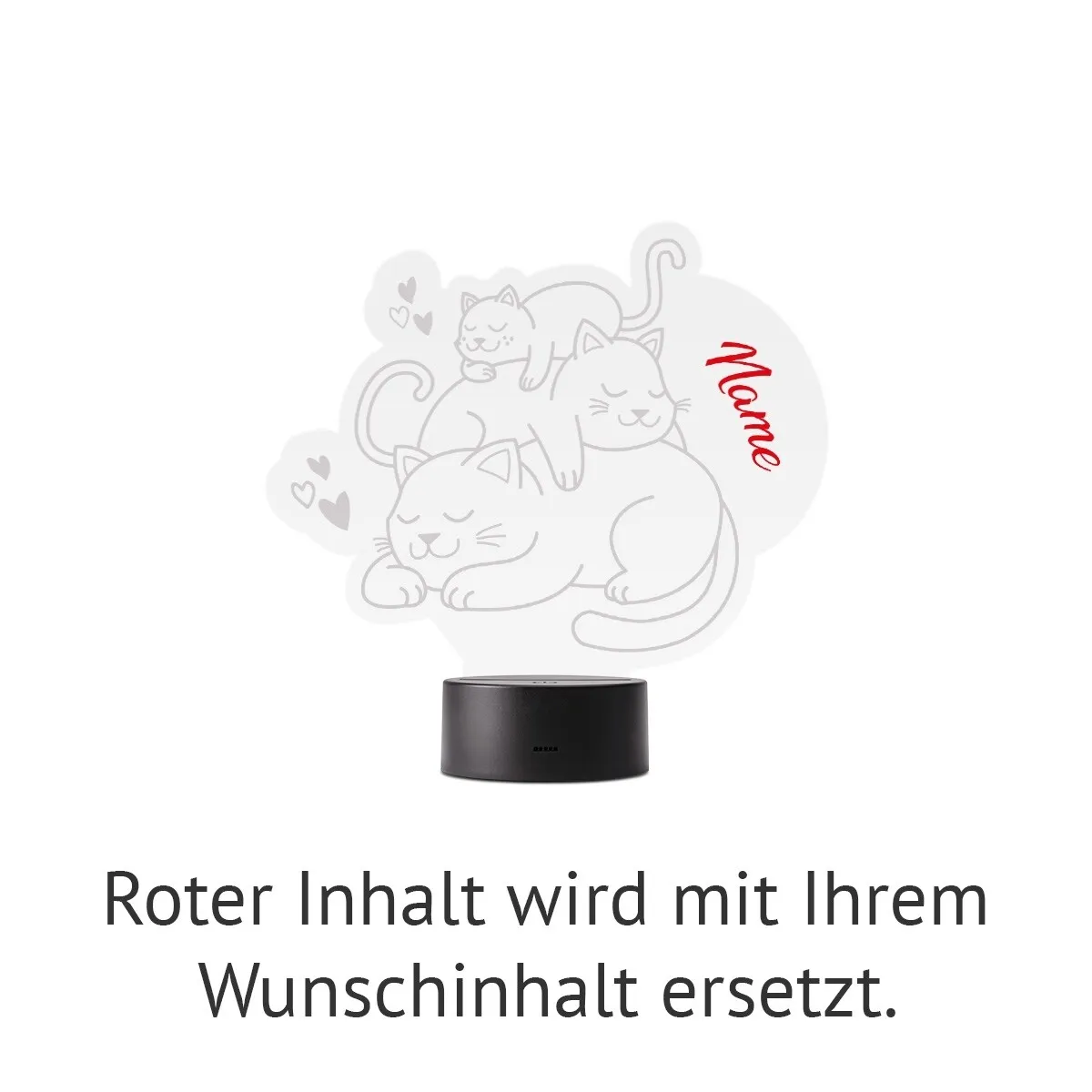 Acrylglasschild LED-Lampe personalisiert - Schlafkatzen