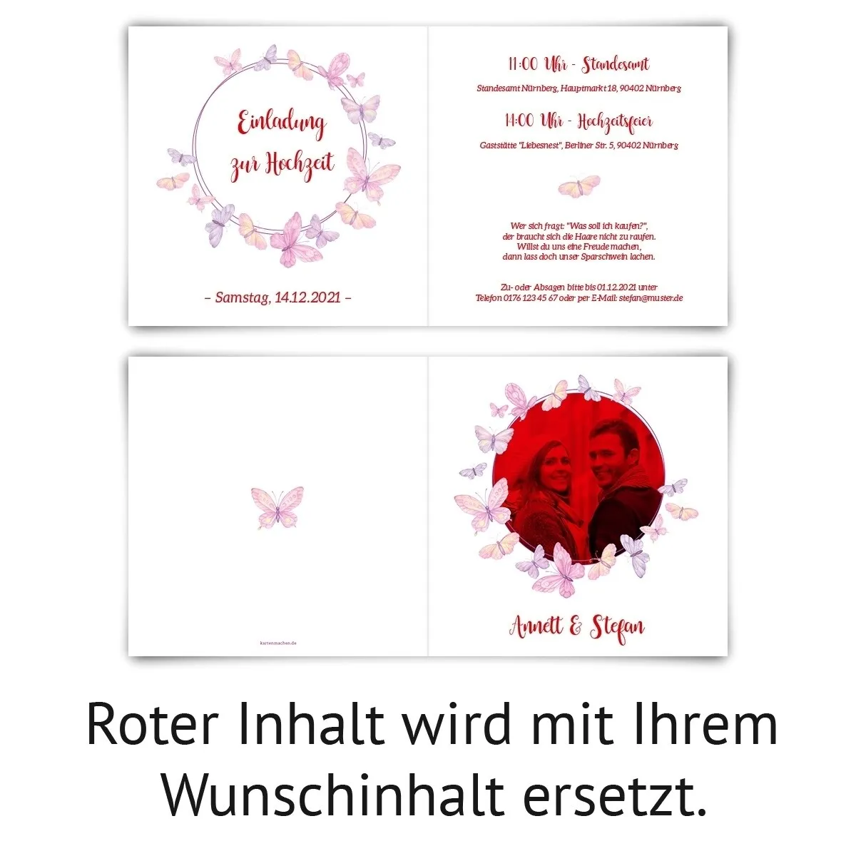 Hochzeitseinladungen - Schmetterlinge