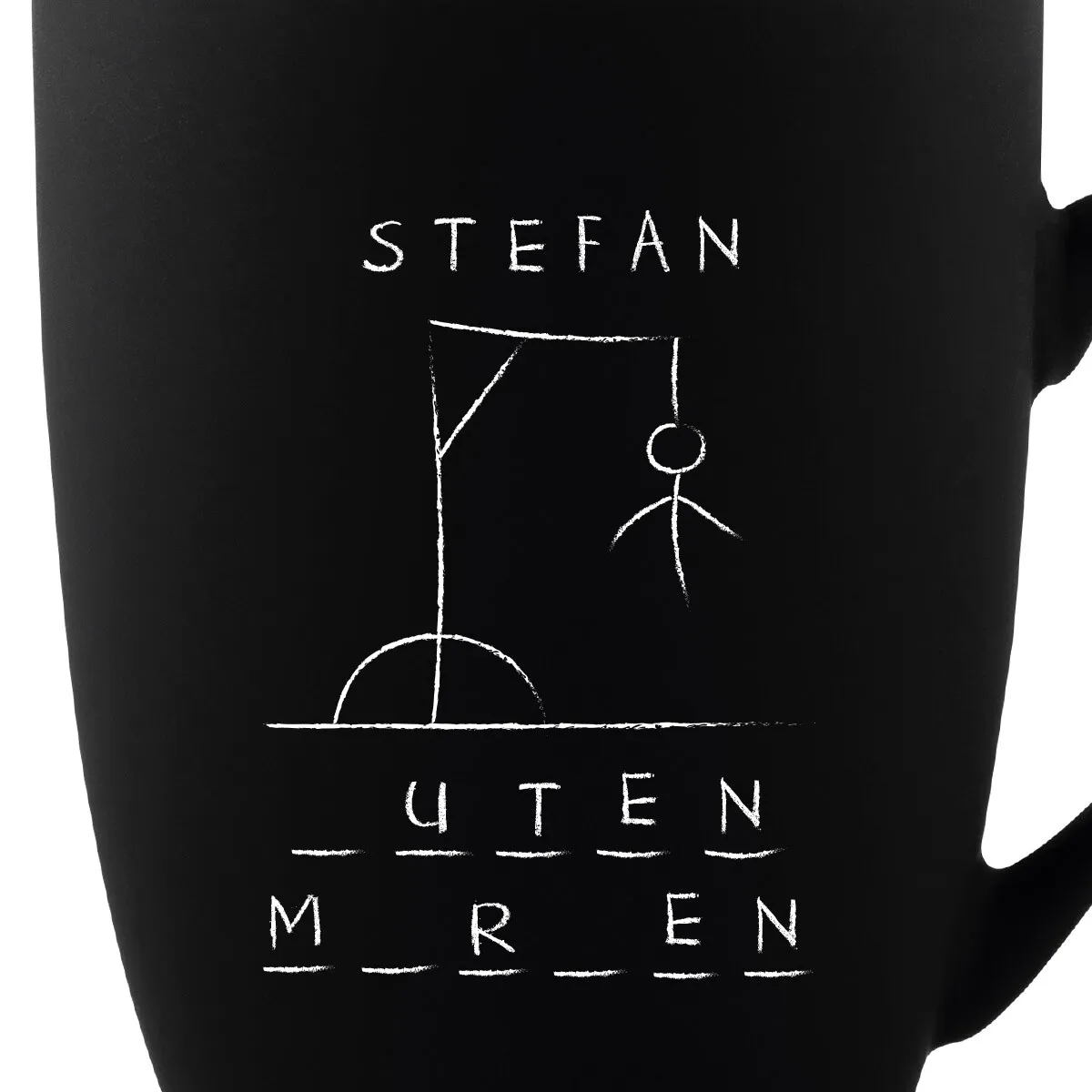 Tasse 300 ml Keramik gummiert Schwarz - Galgenmännchen