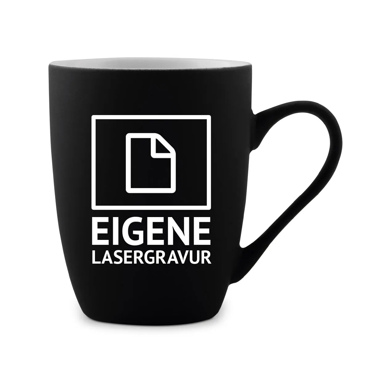 Tasse 300 ml Keramik gummiert Schwarz - Eigene Gravurdatei hochladen