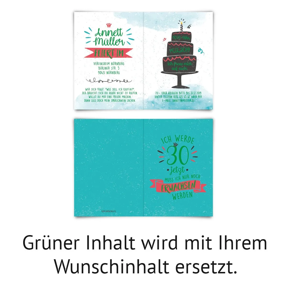 30. Geburtstag Einladungskarten - Nur noch Erwachsen werden