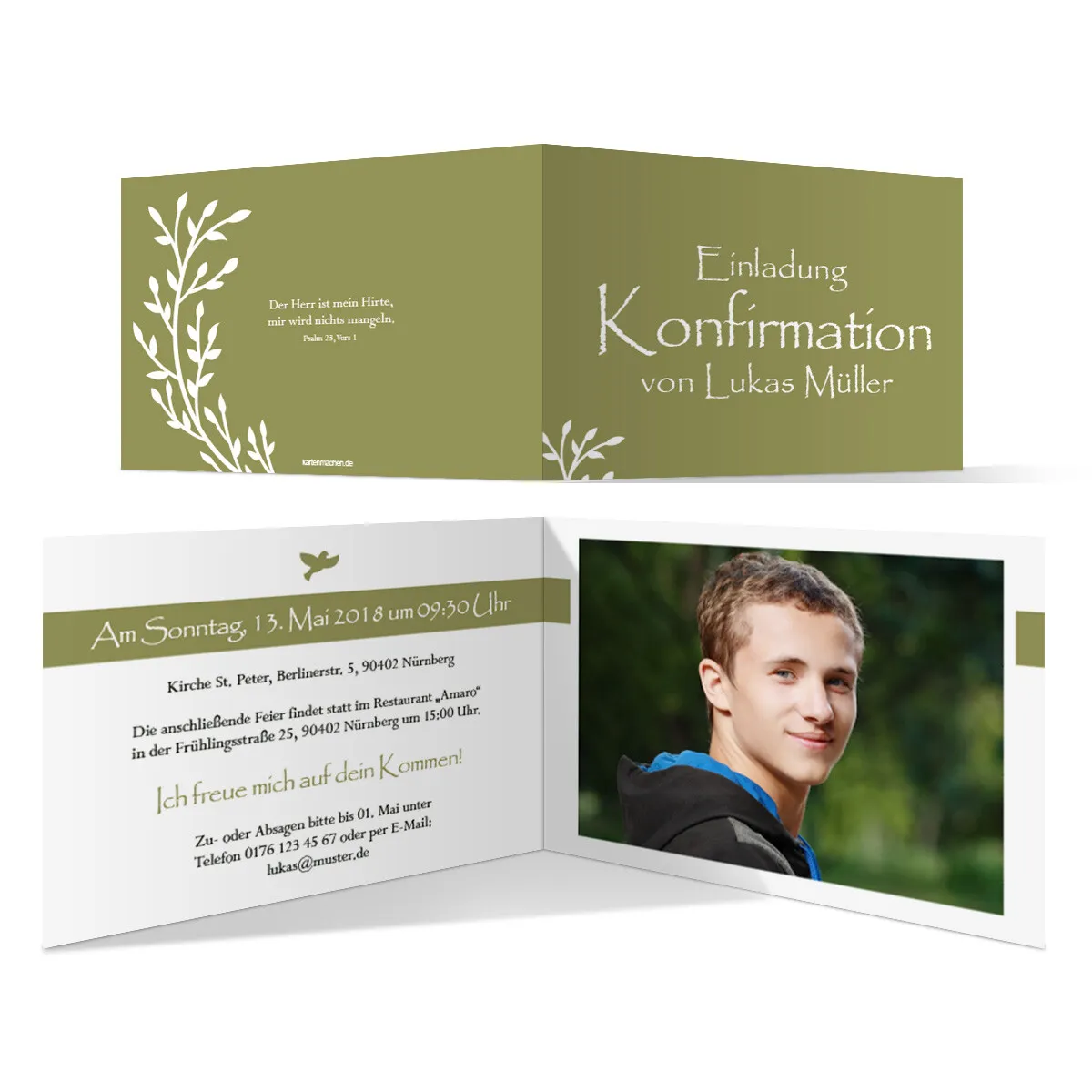 Konfirmation Einladungskarten - Wachsende Knospen