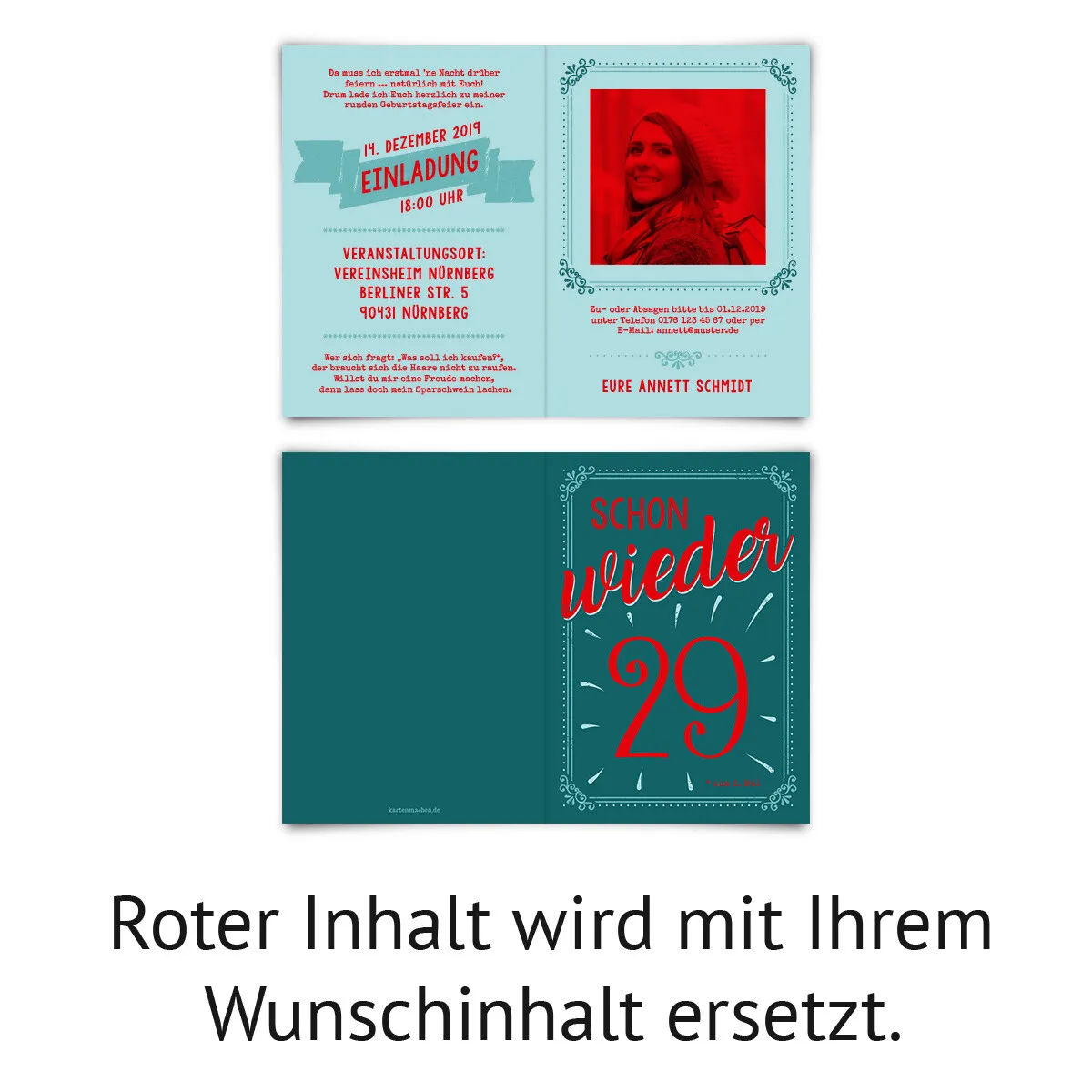 Einladungskarten Klappkarten 30 Jahre - schon wieder 29