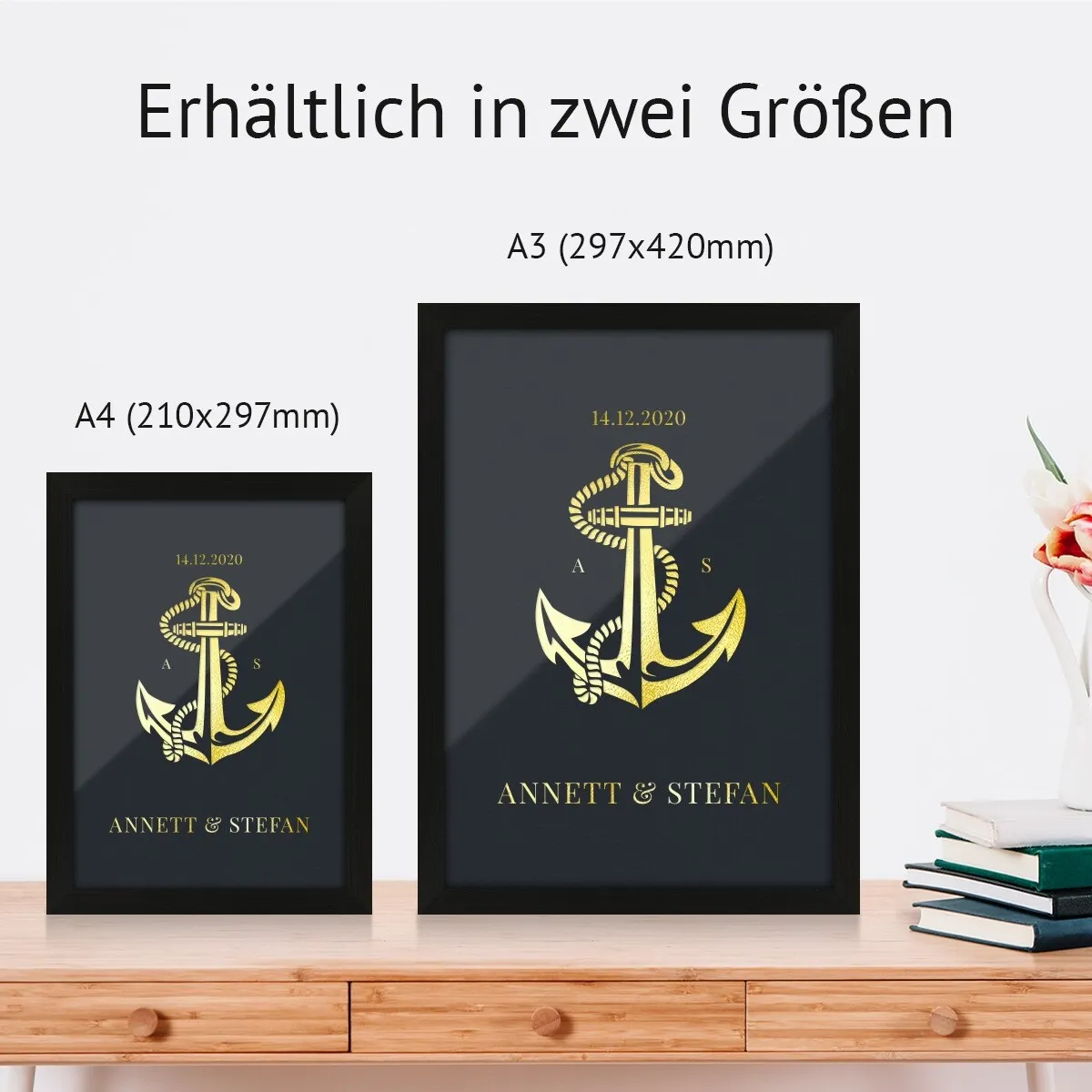 Personalisiertes Kunstdruck Poster mit Heißfolienprägung - Anker