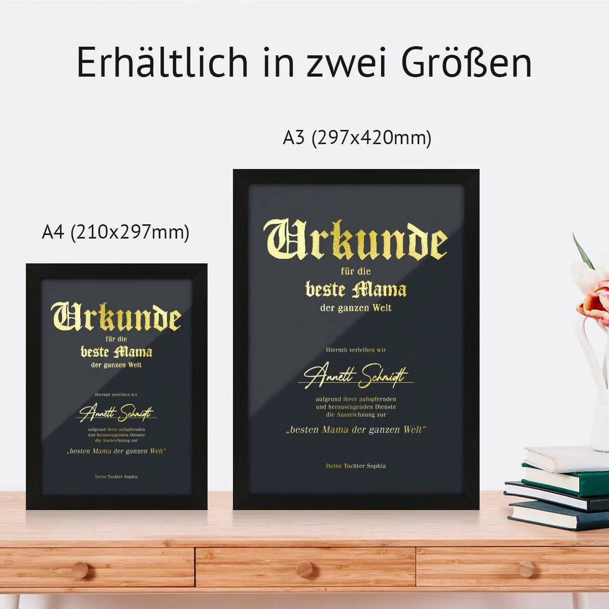 Personalisiertes Kunstdruck Poster mit Heißfolienprägung - Urkunde