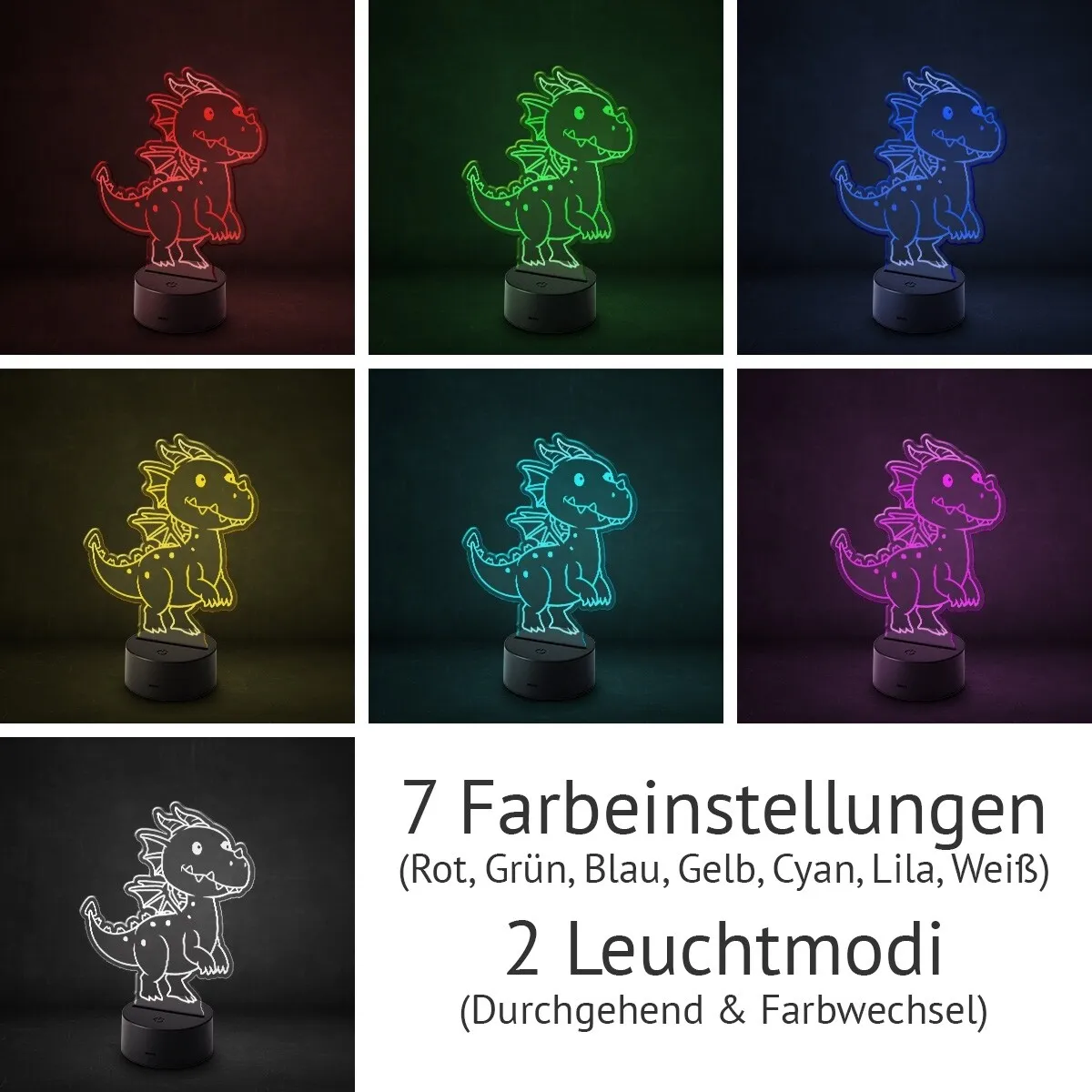 Acrylglasschild LED-Lampe - Drache