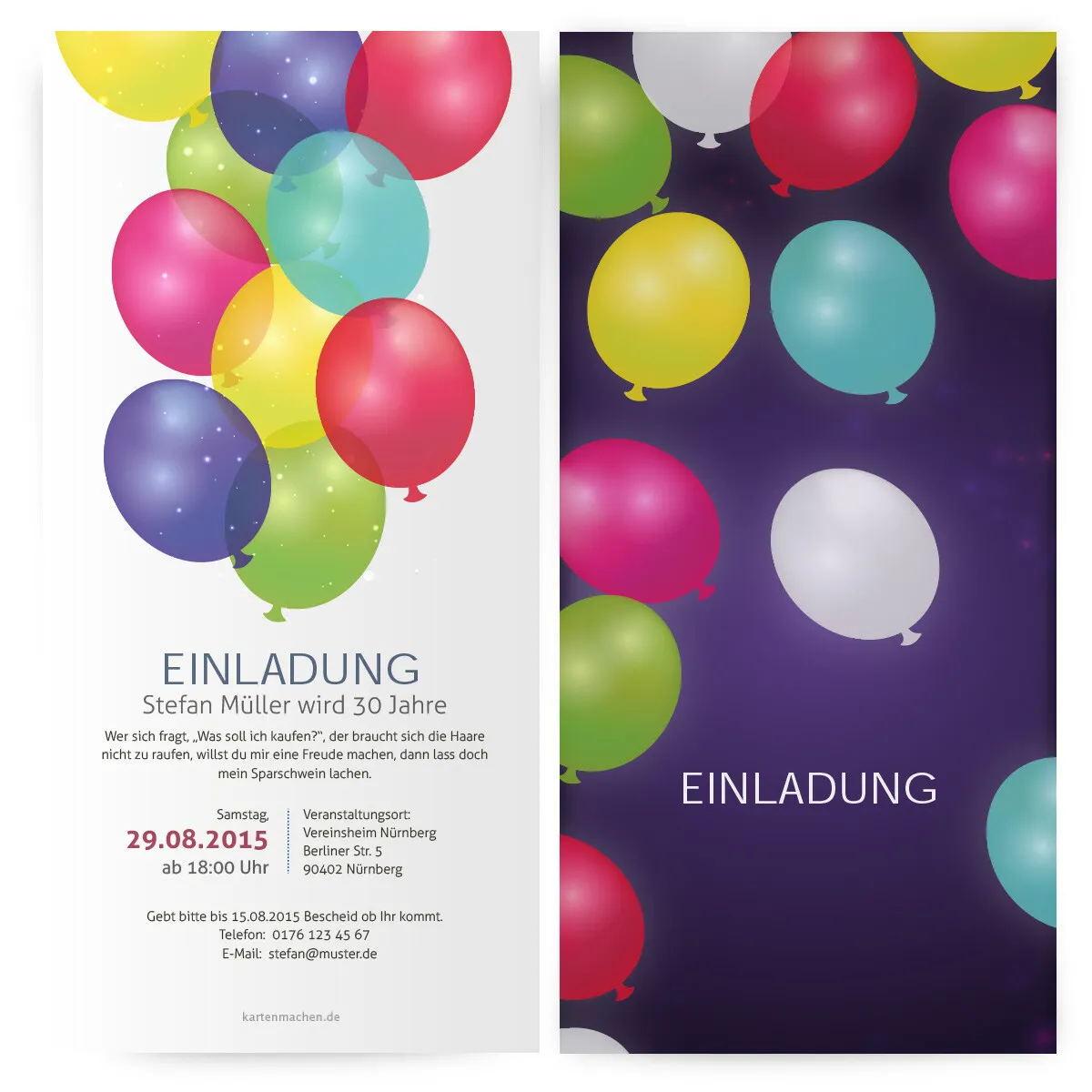 Einladungen zum Geburtstag - Ballons