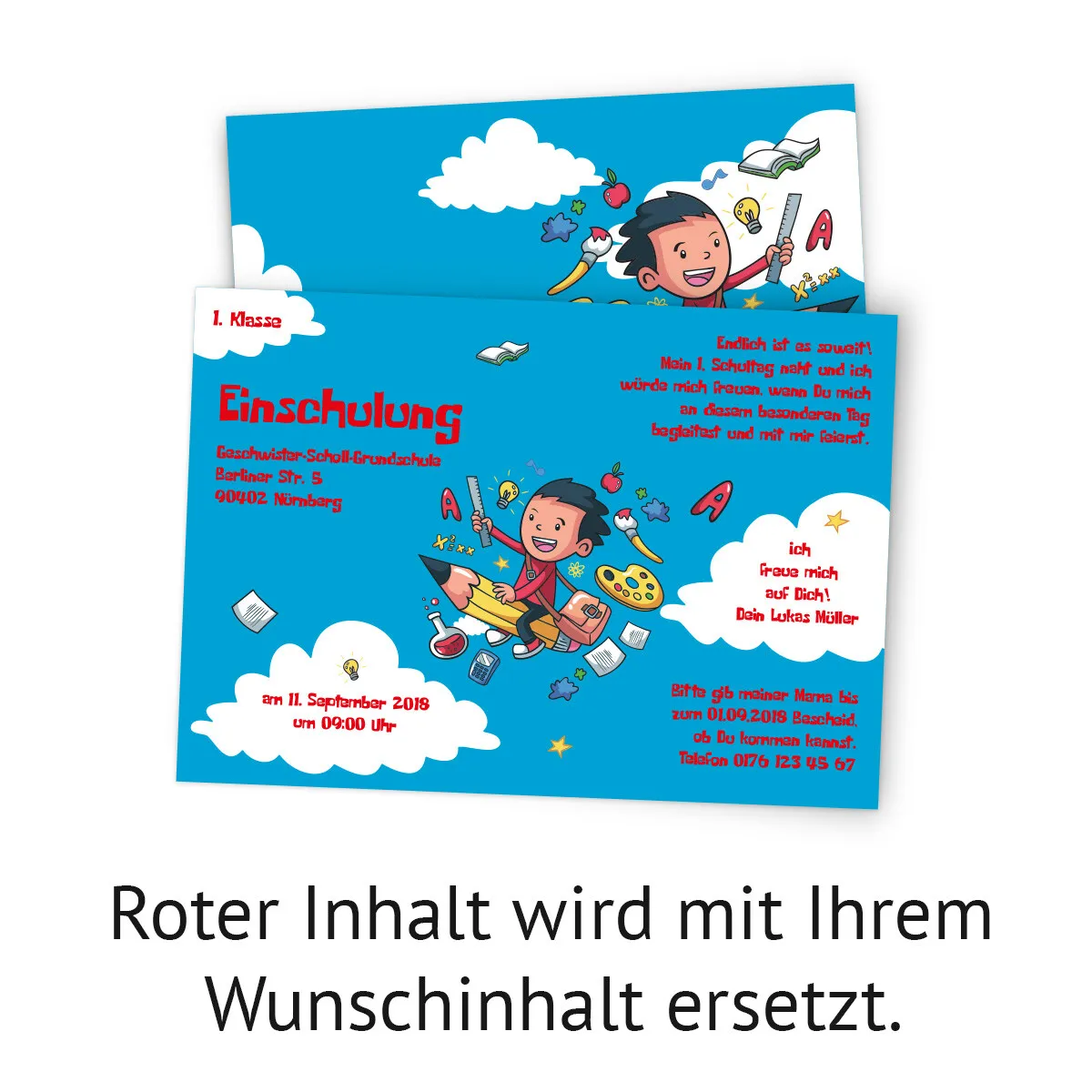 Einladungen zur Einschulung - Raketenstift