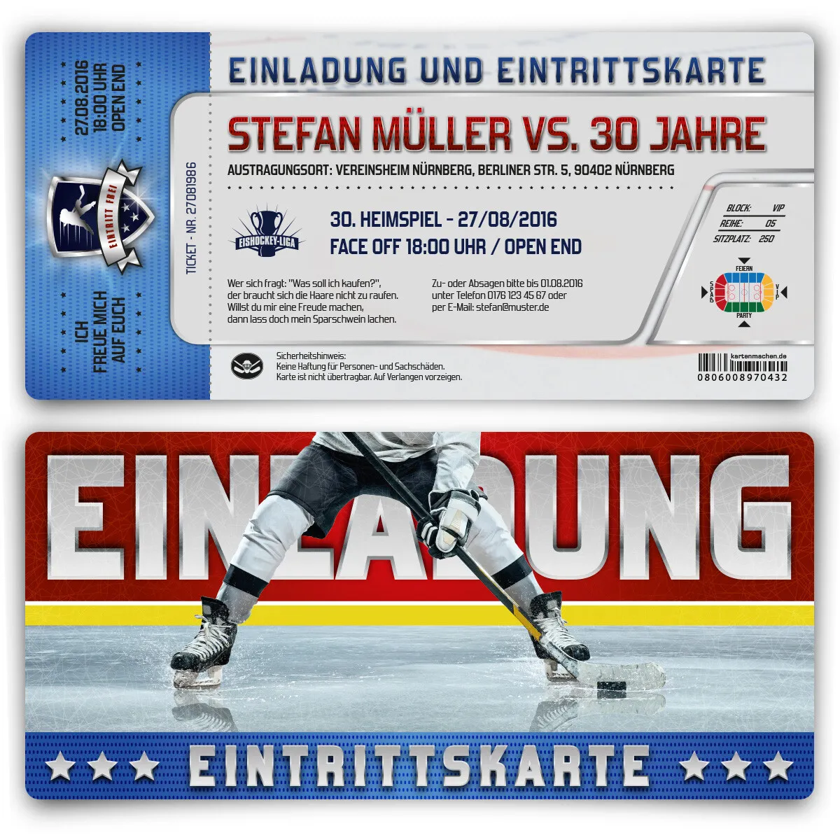 Einladungskarten als Eintrittskarte - Eishockey