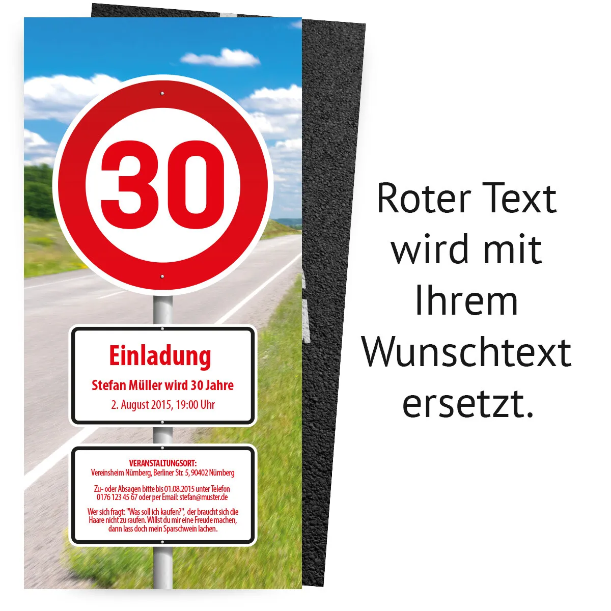 Einladungskarten als Verkehrszeichen