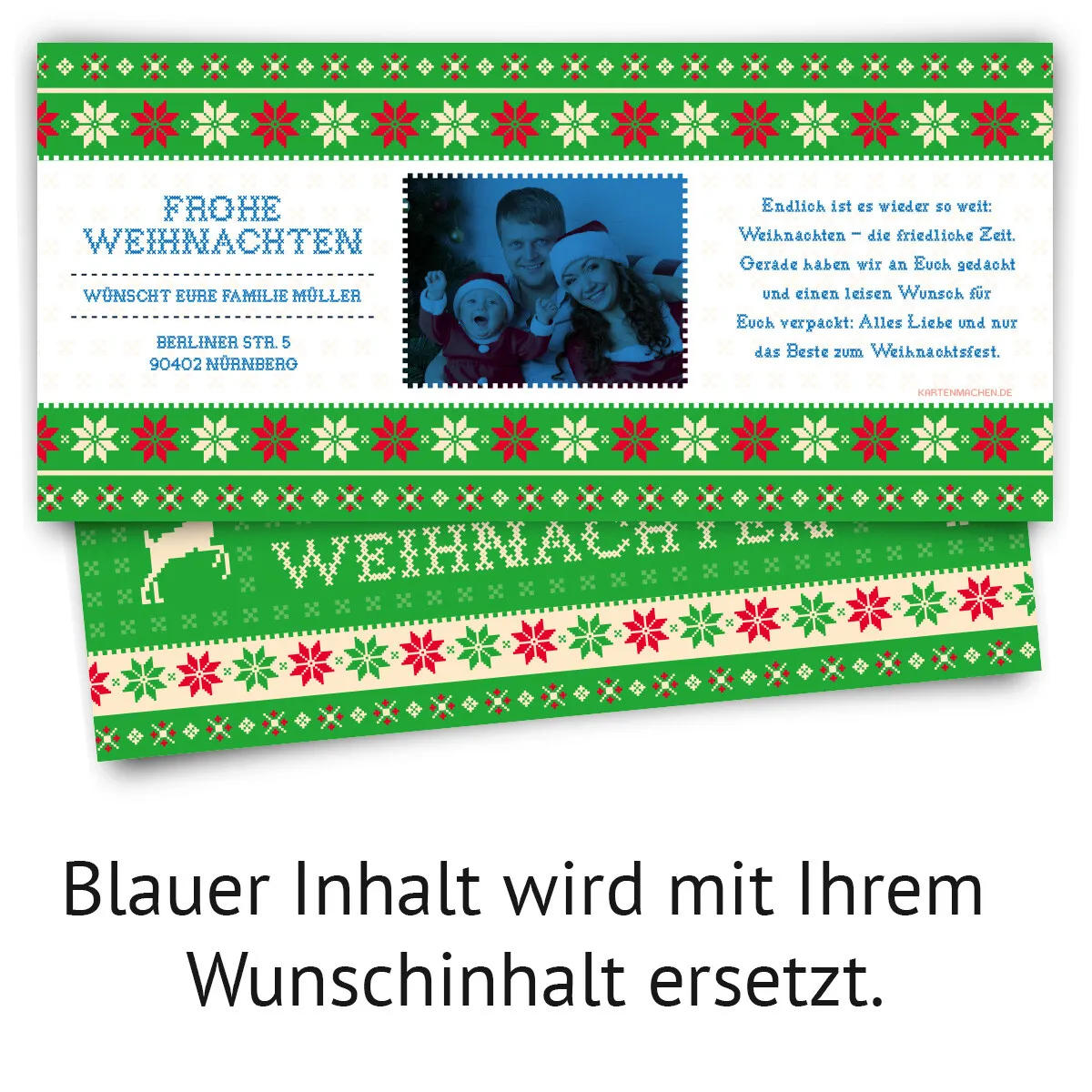 Weihnachtskarten - Weihnachtspullover in Grün