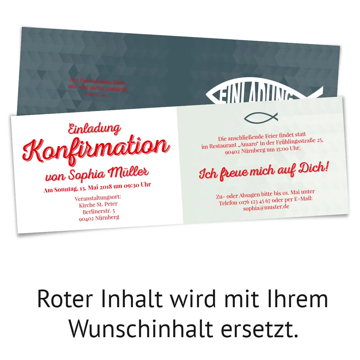 Konfirmation Einladungskarten - Moderner Jesus Fisch