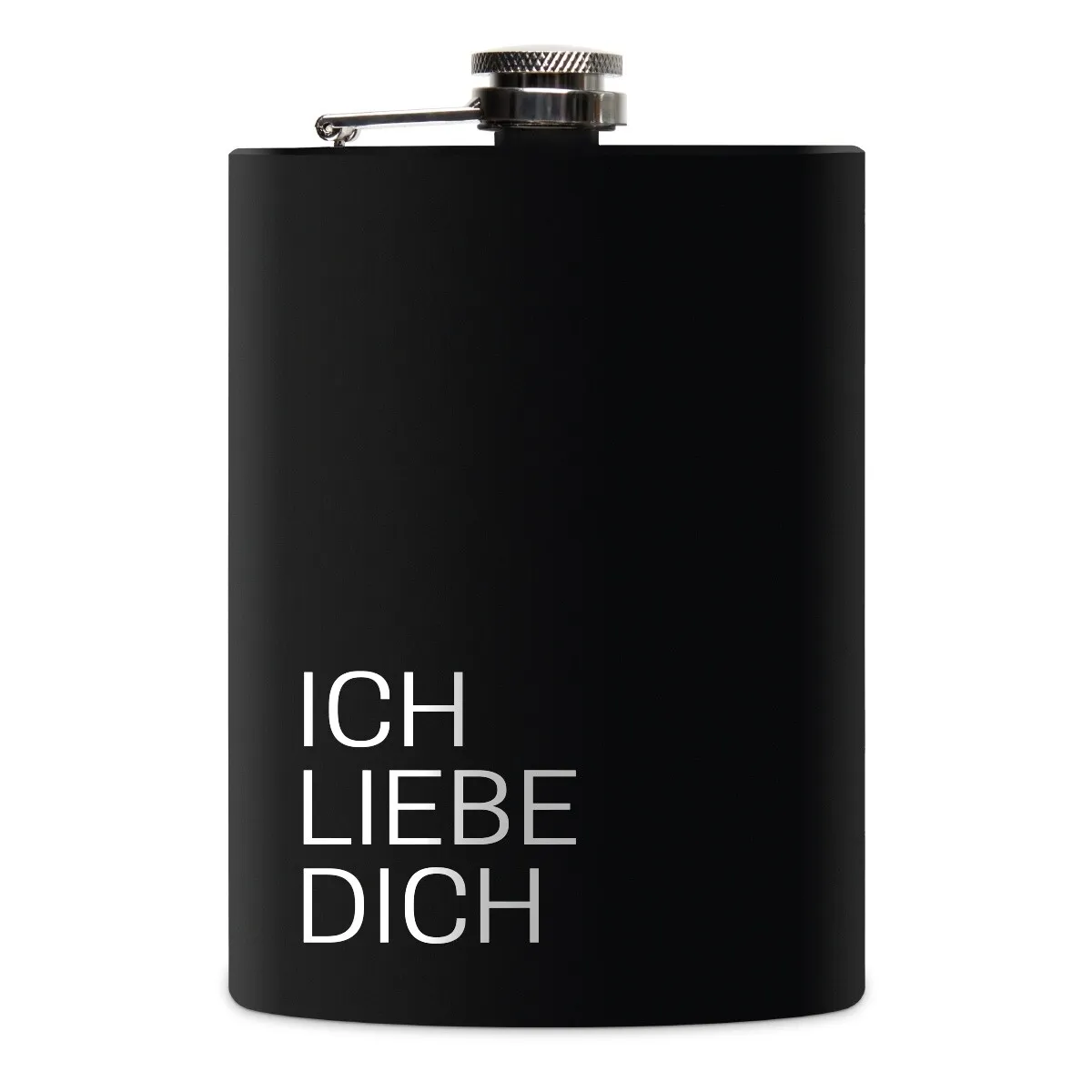 Flachmann 237 ml Schwarz Matt - Ich Liebe Dich Schlicht