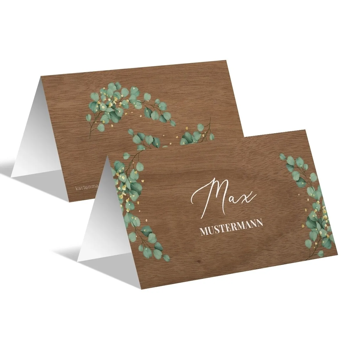 Tischkarten zur Hochzeit Holz-Design - Eukalyptus