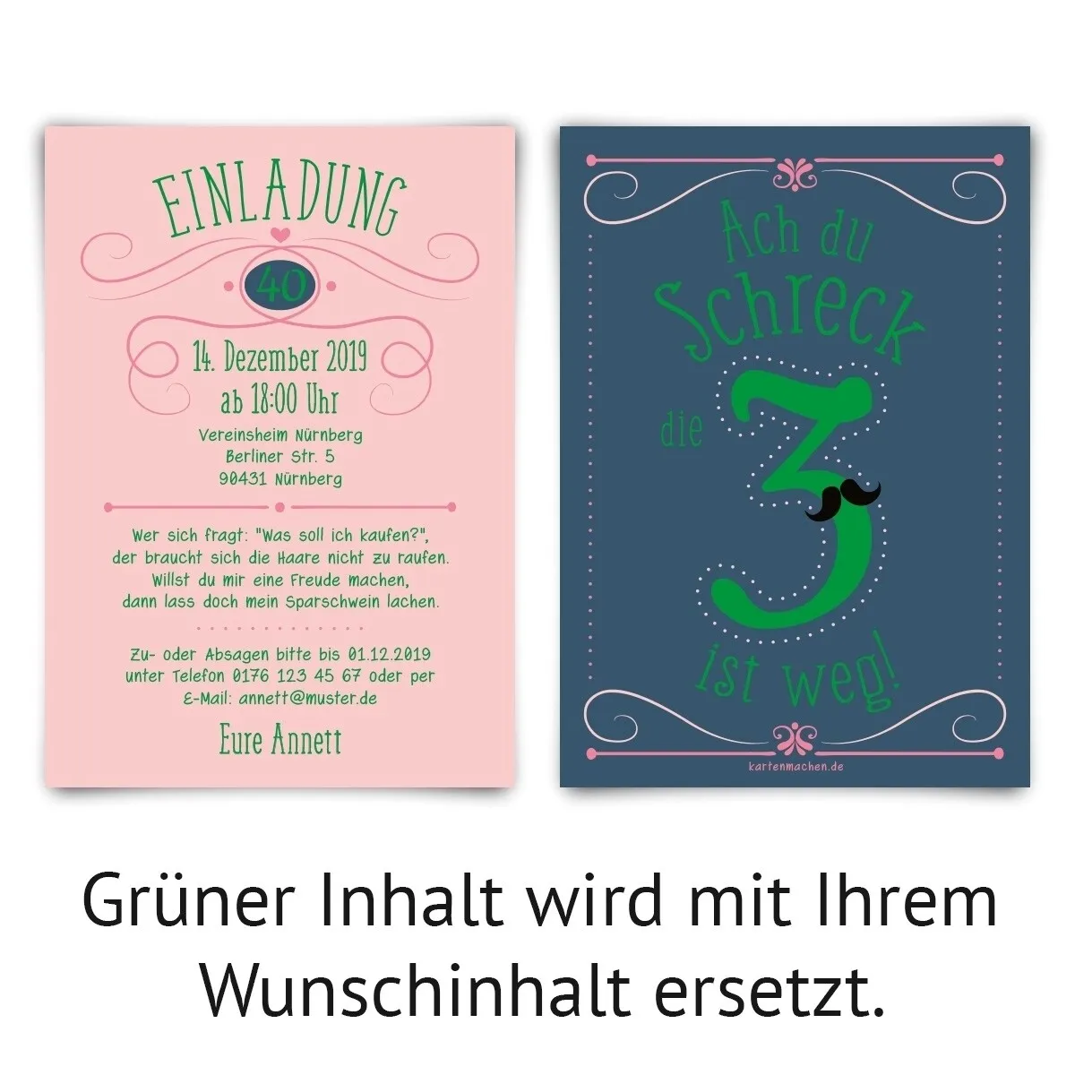 40. Geburtstag Einladungskarten - Die 3 ist weg