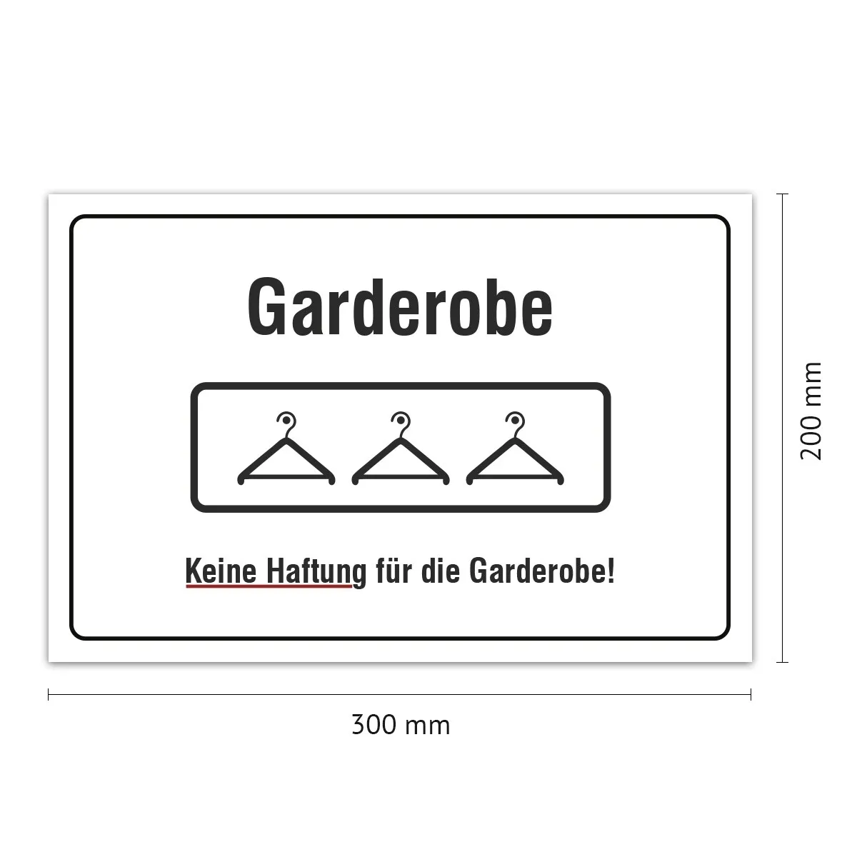 Aluverbund Schild - Garderobe