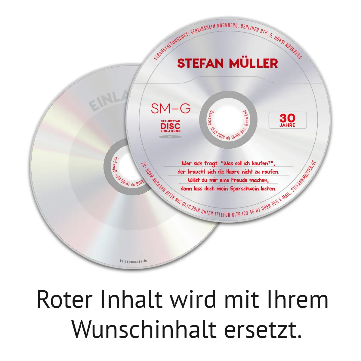 Runde Geburtstag Einladungskarten als CD / DVD