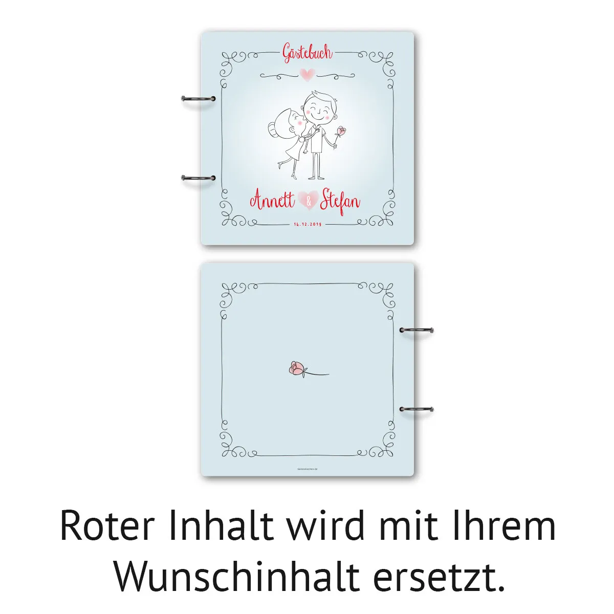 Personalisiertes Holzcover Hochzeit Gästebuch - Küssendes Paar