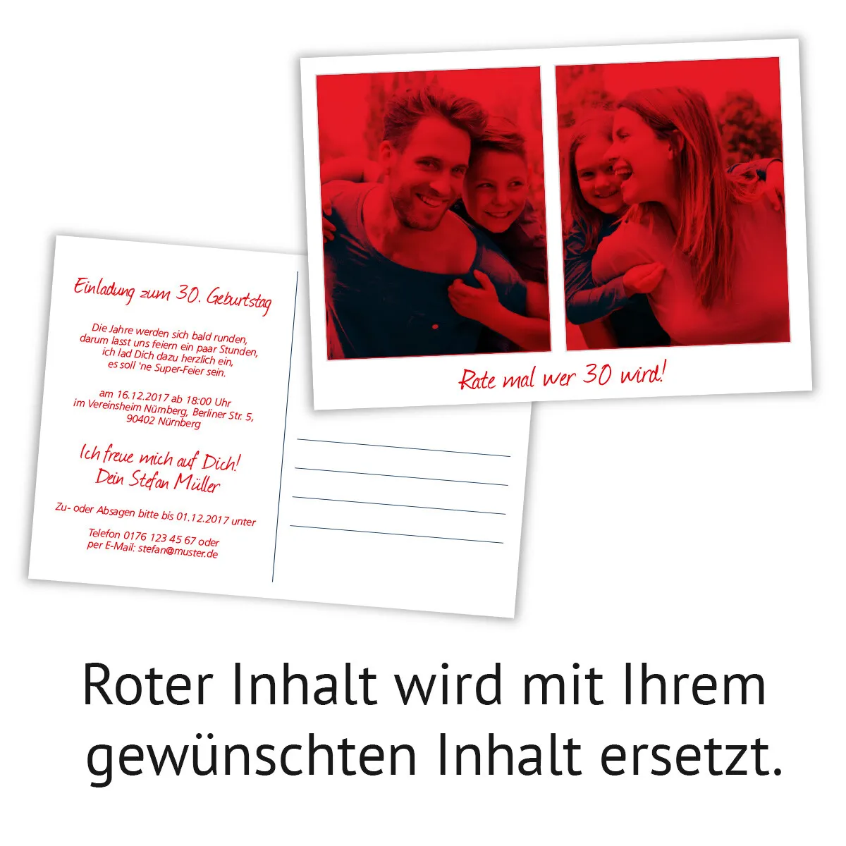 Geburtstag Einladungskarten - Fotogruß mit Postkarte