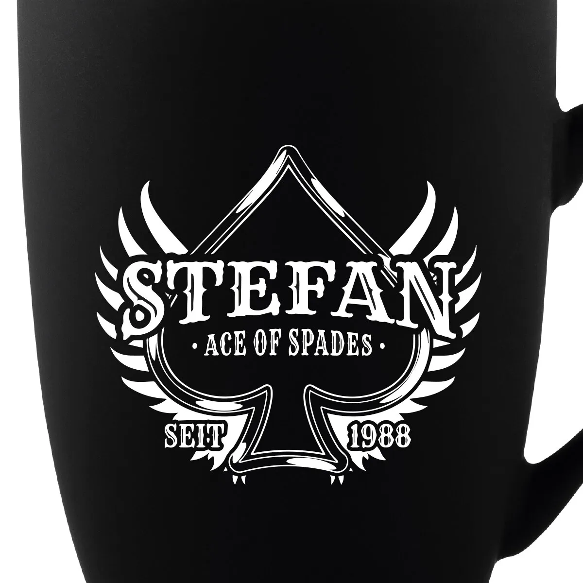 Tasse 300 ml Keramik gummiert Schwarz - Ace of Spades