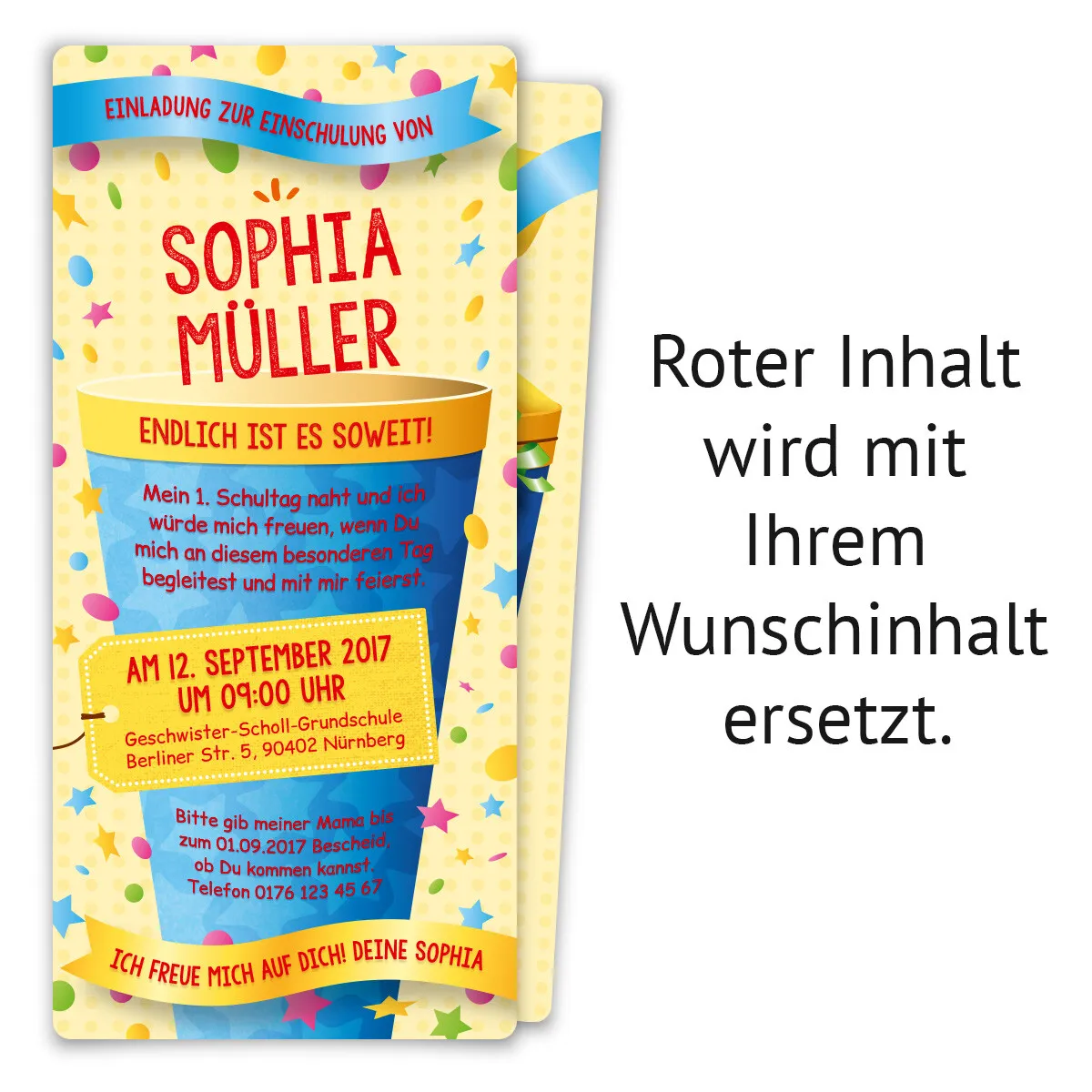 Einladungskarten zum 1. Schultag - Schultüte