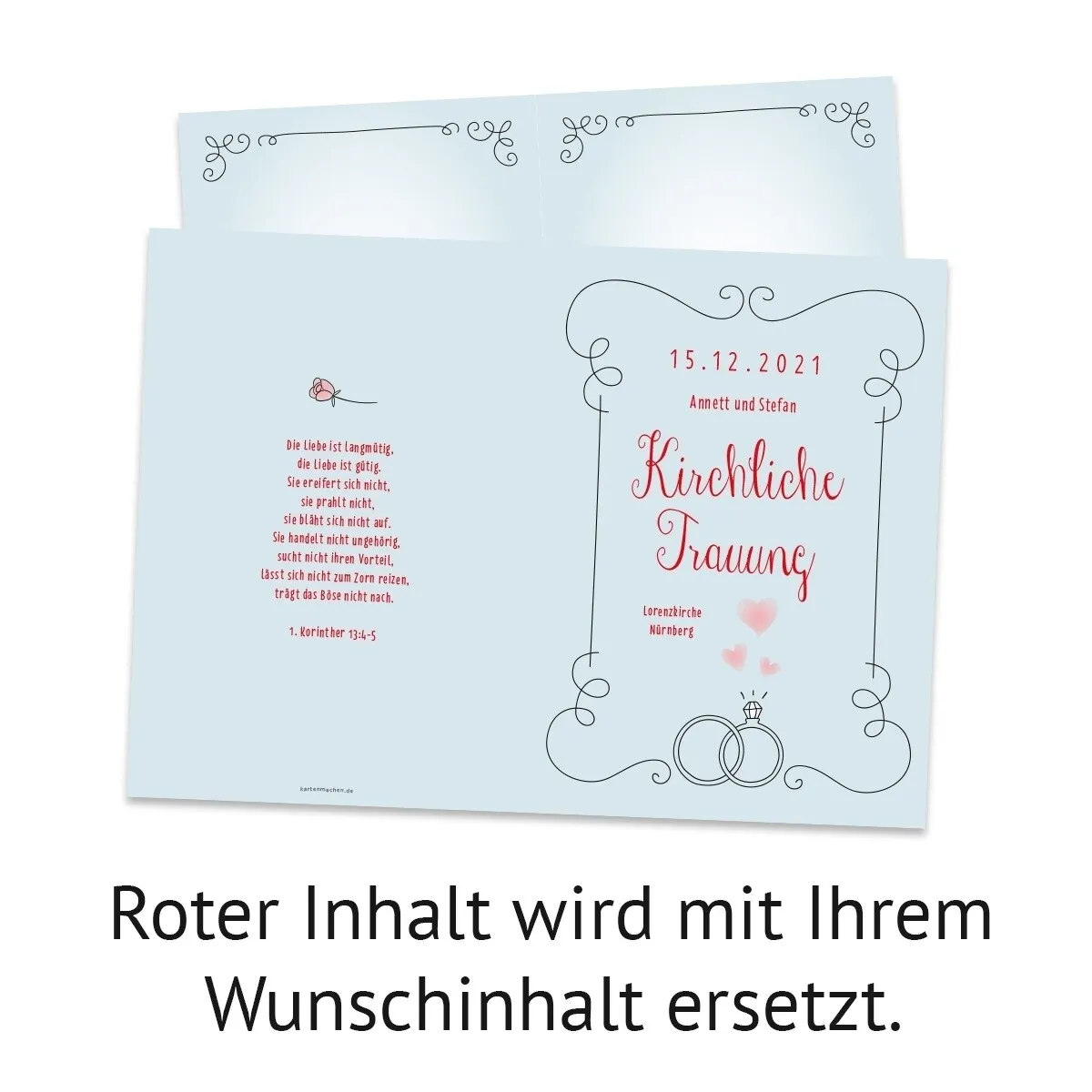 Hochzeit Kirchenheft - Küssendes Paar