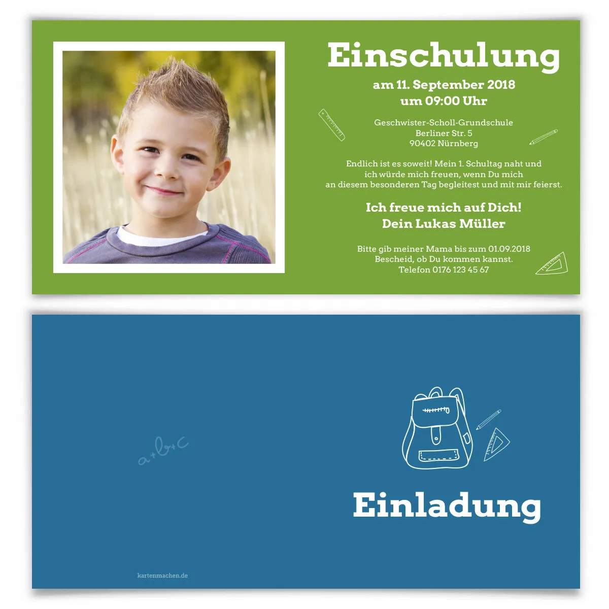 Einladungen zur Einschulung - Schulranzen