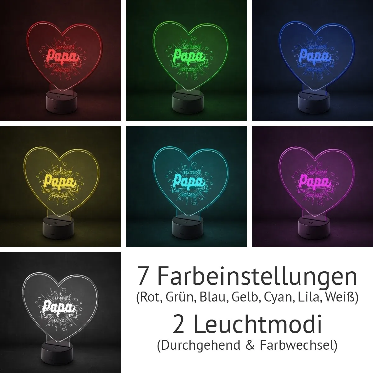 Acrylglasschild LED-Lampe - der Beste Papa der Welt