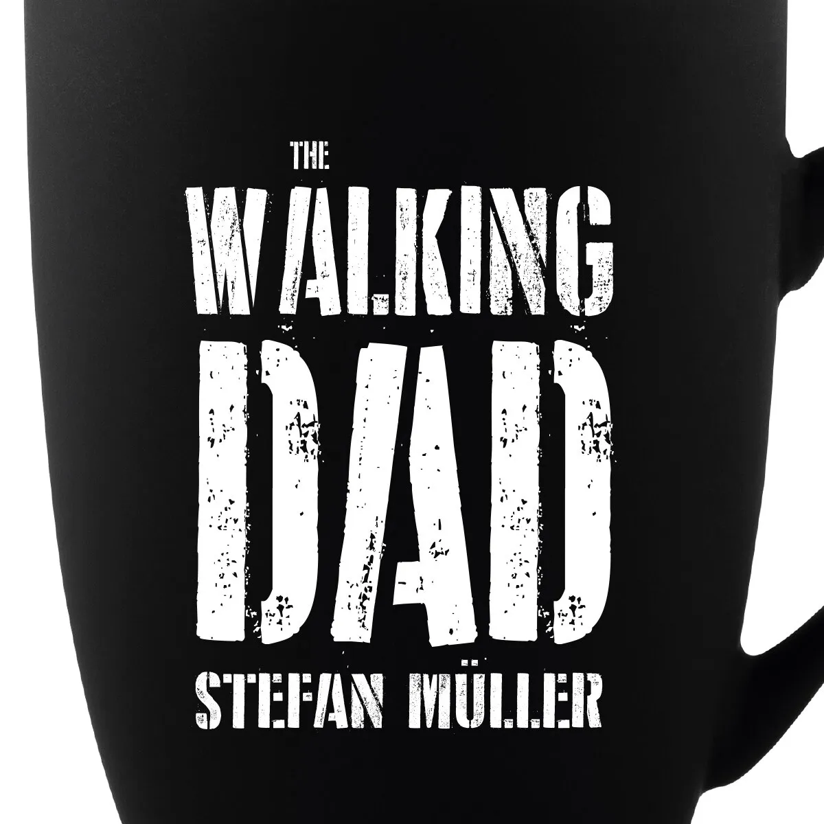 Tasse 300 ml Keramik gummiert Schwarz - Walking Dad