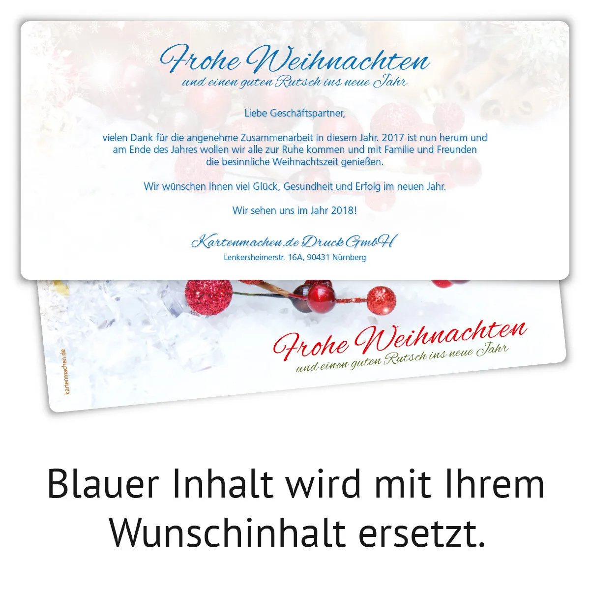 Firmen Weihnachtskarten - Preiselbeeren Ornament