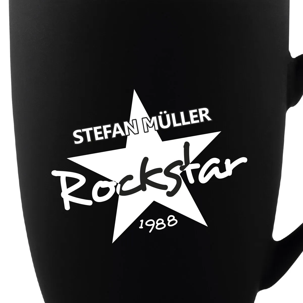 Tasse 300 ml Keramik gummiert Schwarz - Rockstar