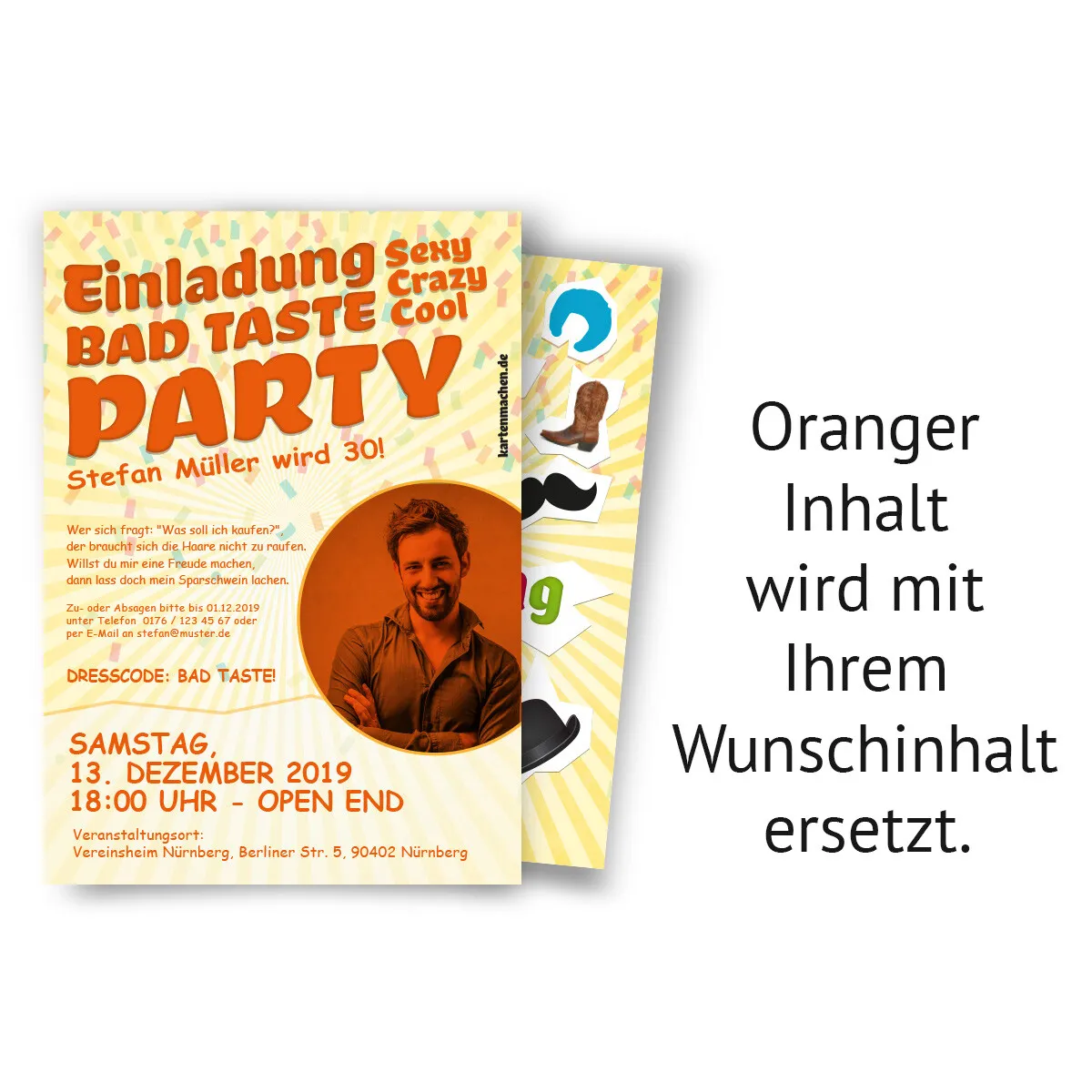 Geburtstag Einladungskarten - Bad Taste Party mit eigenem Foto