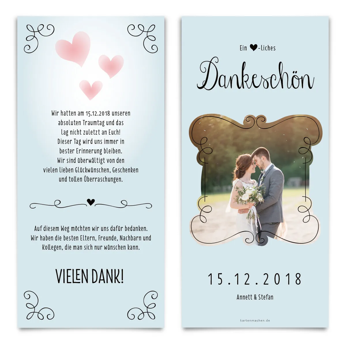 Hochzeit Dankeskarten - Küssendes Paar