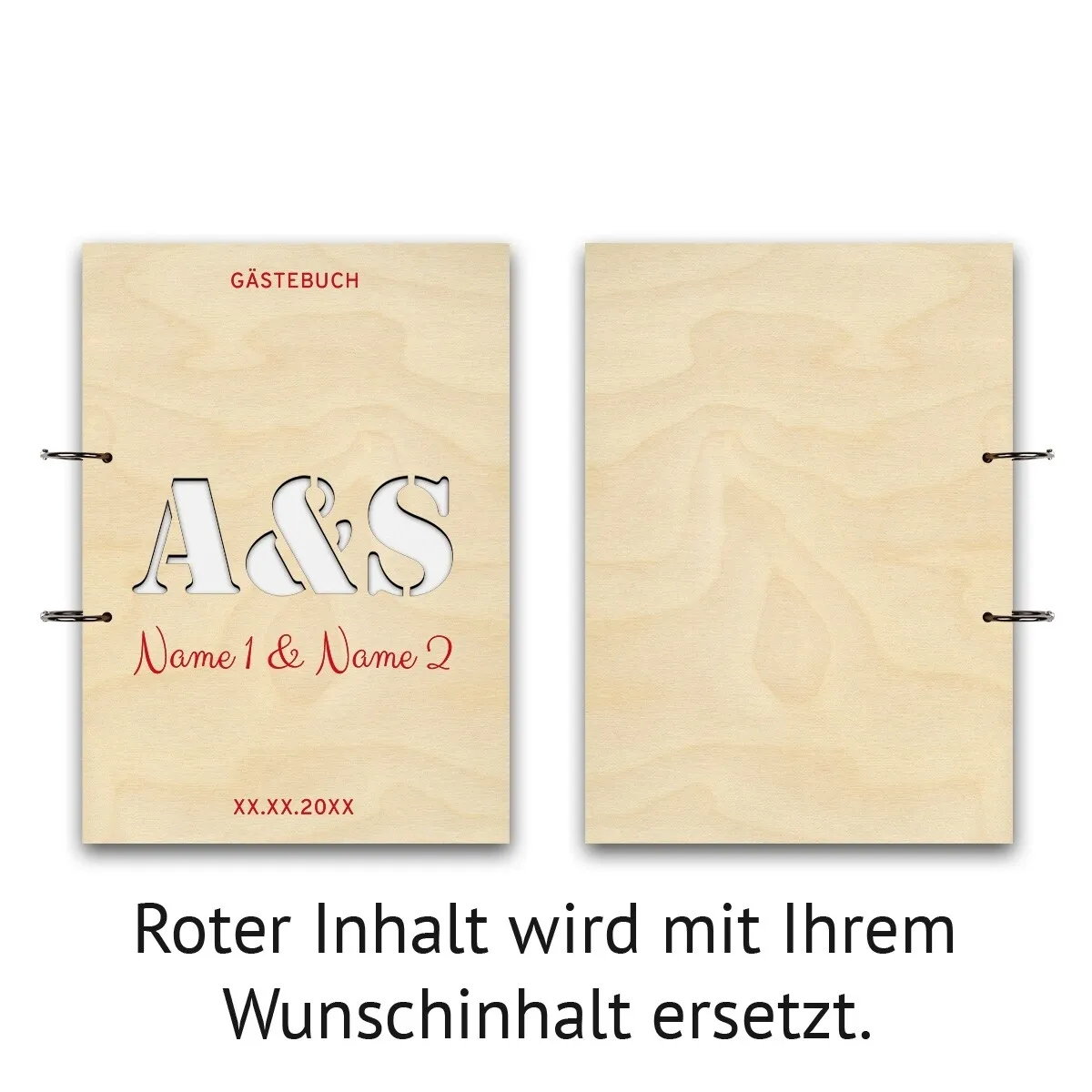 Personalisiertes Hochzeit Gästebuch A4 - Initialen als Stanze