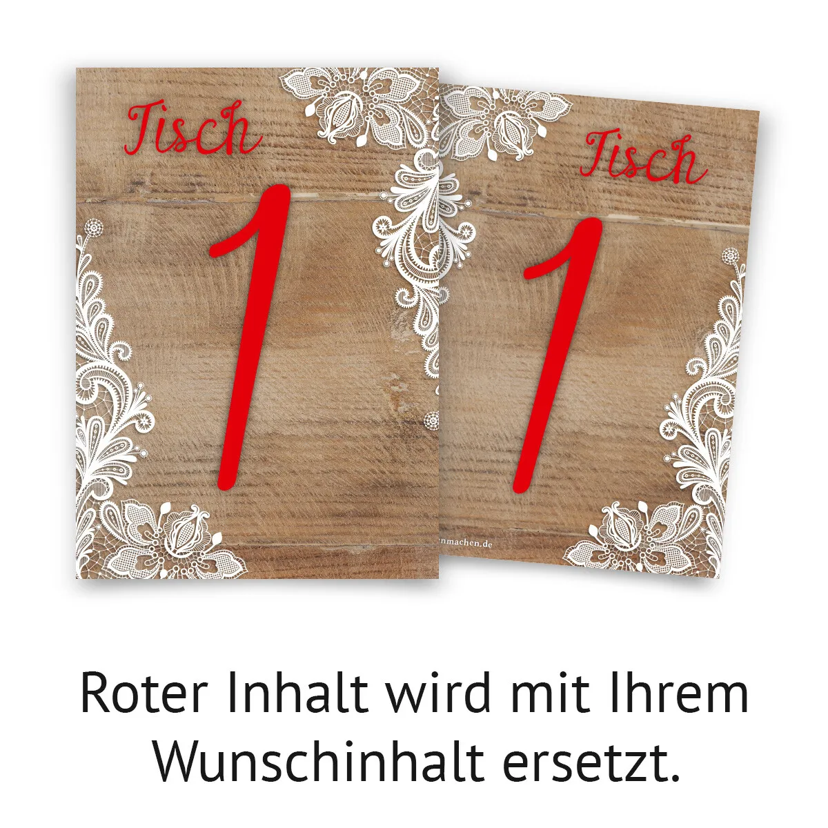 Hochzeit Tischnummern - Rustikal mit weißer Spitze