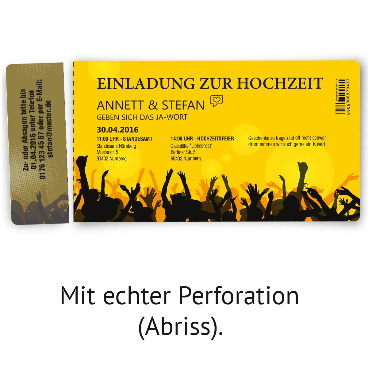 Hochzeitseinladungen als Eintrittskarten - Party